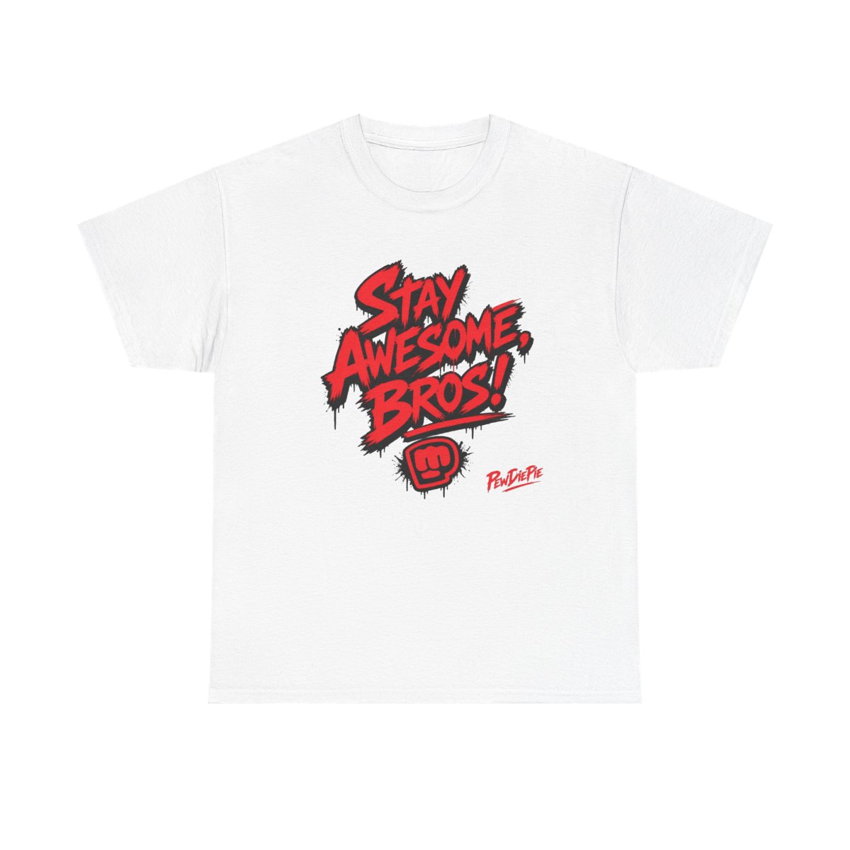 PewDiePie "Stay Awesome, Bros!" Unisex Tee - alternate angle 2, merchandise
