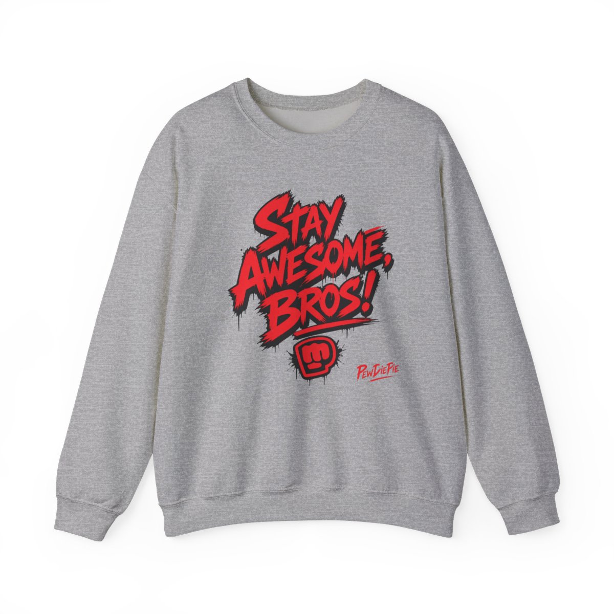 PewDiePie "Stay Awesome, Bros!" Crewneck - alternate angle 3, merchandise